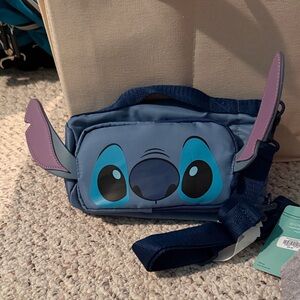 Bioworld Stitch Face Kids Crossbody Bag - Blue with Purple Ears